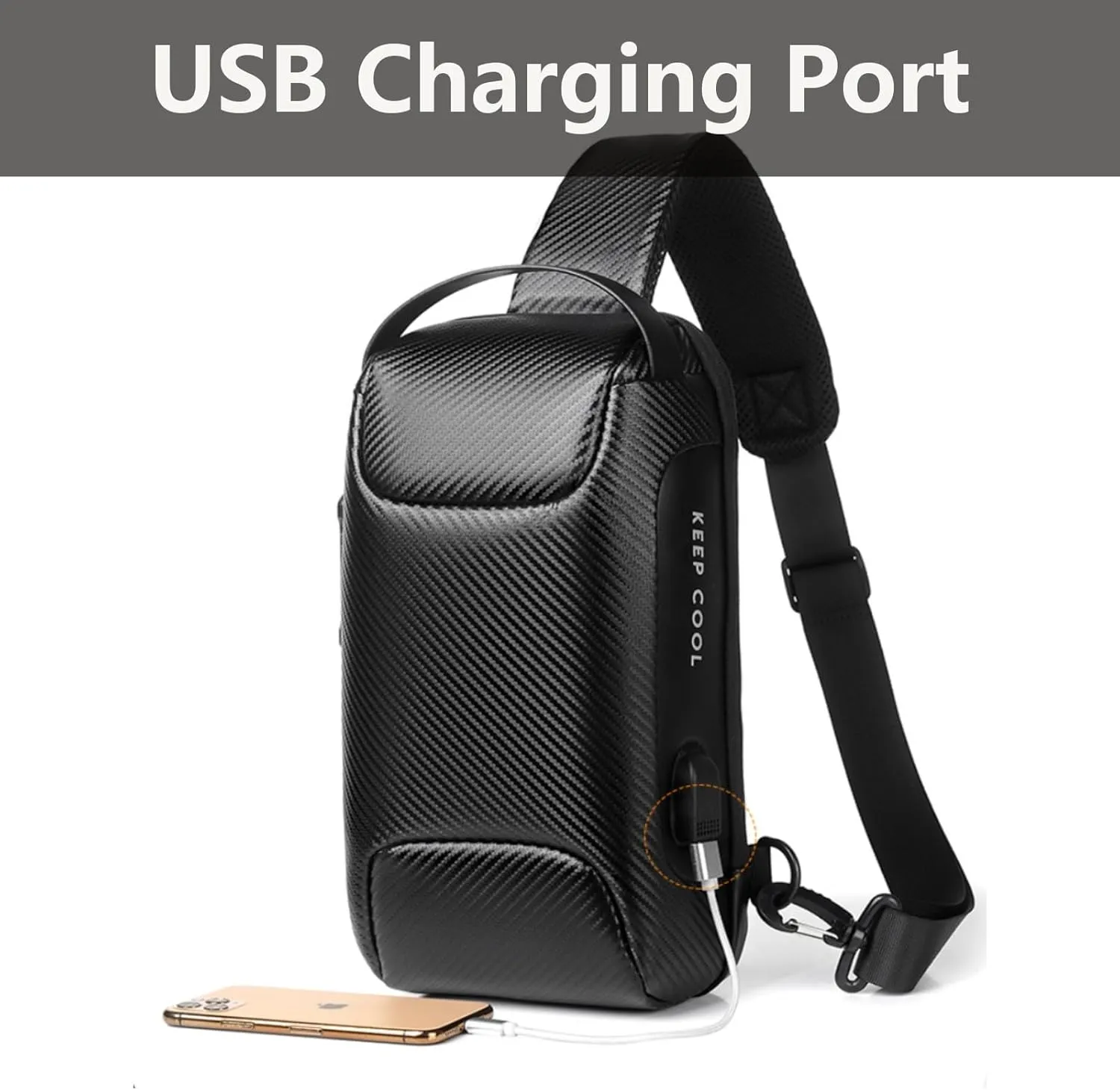 Waterproof Sling Bag for Men and Women,Chest Bag Shoulder Backpack Crossbody Backpack Hiking Daypack Motorcycle Bag(Brushed Black)