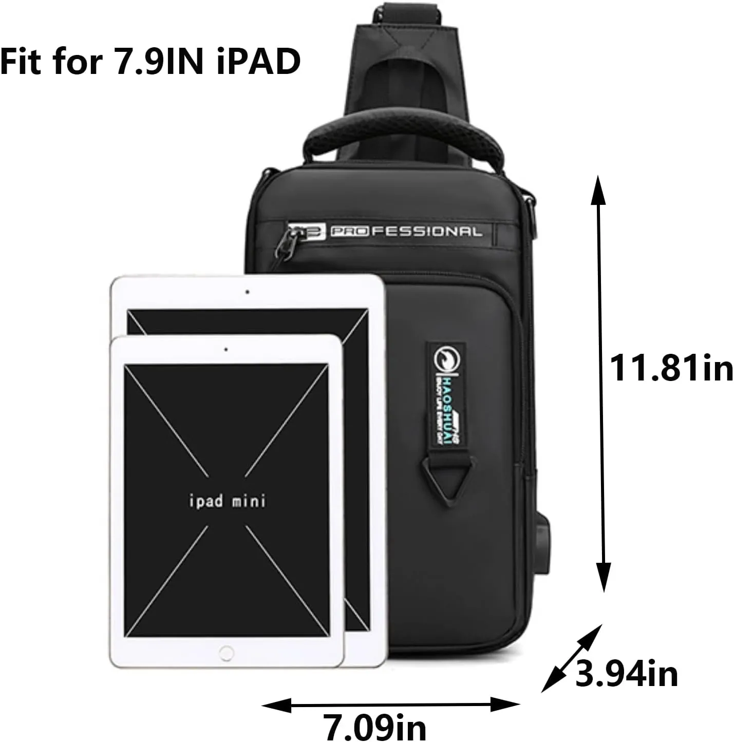 Waterproof Sling Bag for Men and Women,Chest Bag Shoulder Backpack Crossbody Backpack Hiking Daypack Travel Backpack(Black)