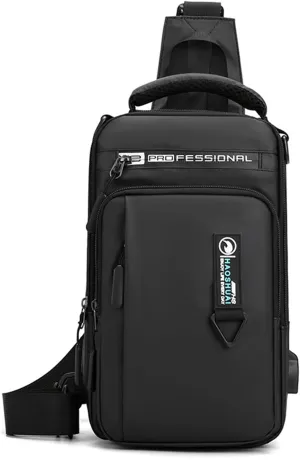 Waterproof Sling Bag for Men and Women,Chest Bag Shoulder Backpack Crossbody Backpack Hiking Daypack Travel Backpack(Black)