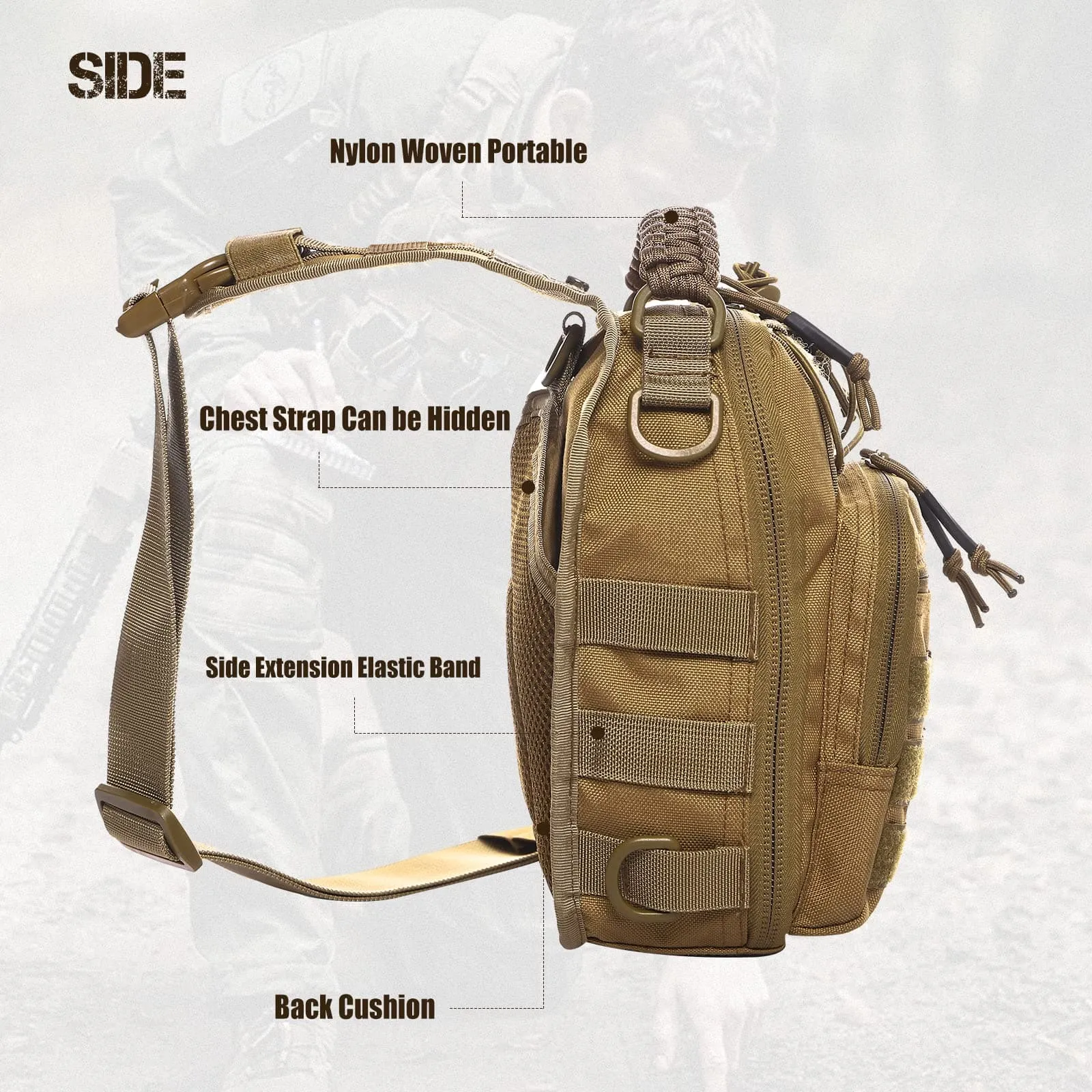 Waterproof Tactical Sling Bag with Anti-Cut Features for Military Range Use