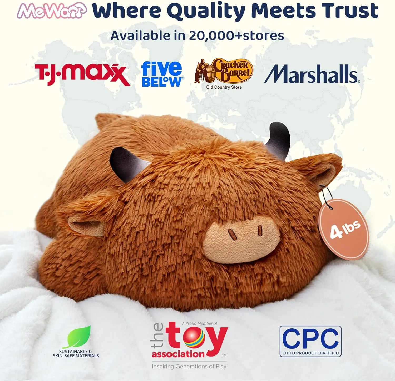 Weighted Highland Cow Plush, Weighted Stuffed Animals 4.0 Lbs, Cow Plush for Kids, Highland Cow Stuffed Animals, Weighted Plush Toy Birthday Gifts for Women, Girls and Males (23 inch)