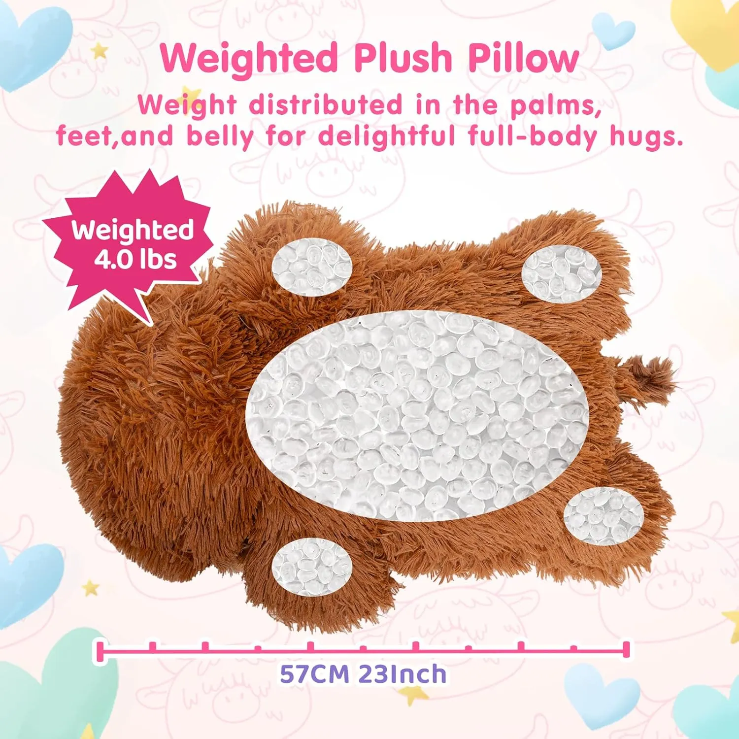 Weighted Highland Cow Plush, Weighted Stuffed Animals 4.0 Lbs, Cow Plush for Kids, Highland Cow Stuffed Animals, Weighted Plush Toy Birthday Gifts for Women, Girls and Males (23 inch)