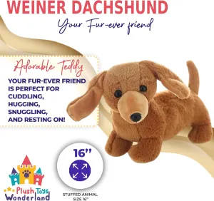 Weiner 16 Inch Stuffed Dachshund Dog Plush Toy-Realistic Animal Companion with Soft Hugs-Gift Kids,Room Decor & Birthday Present