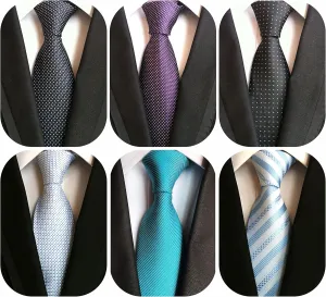 WeiShang Lot 6 PCS Classic Men's Silk Tie Necktie Woven JACQUARD Neck Ties