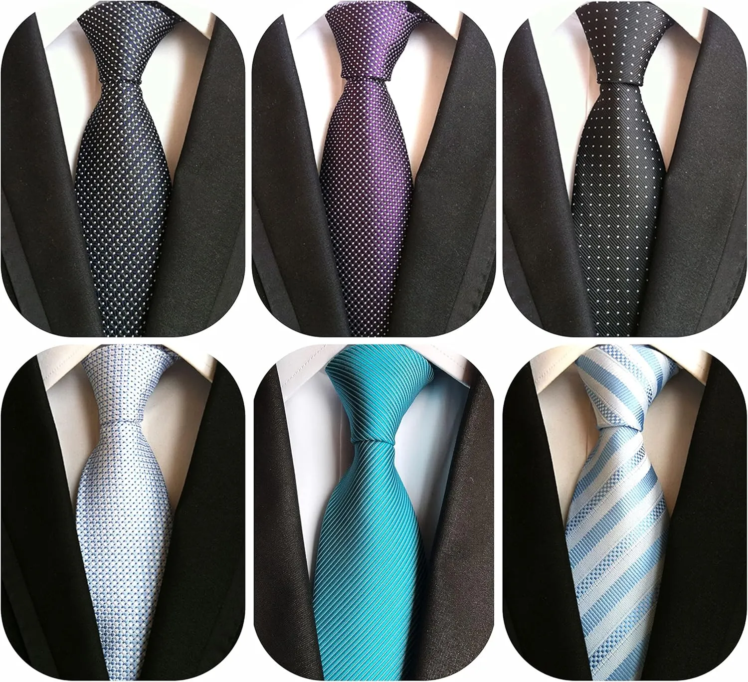 WeiShang Lot 6 PCS Classic Men's Silk Tie Necktie Woven JACQUARD Neck Ties