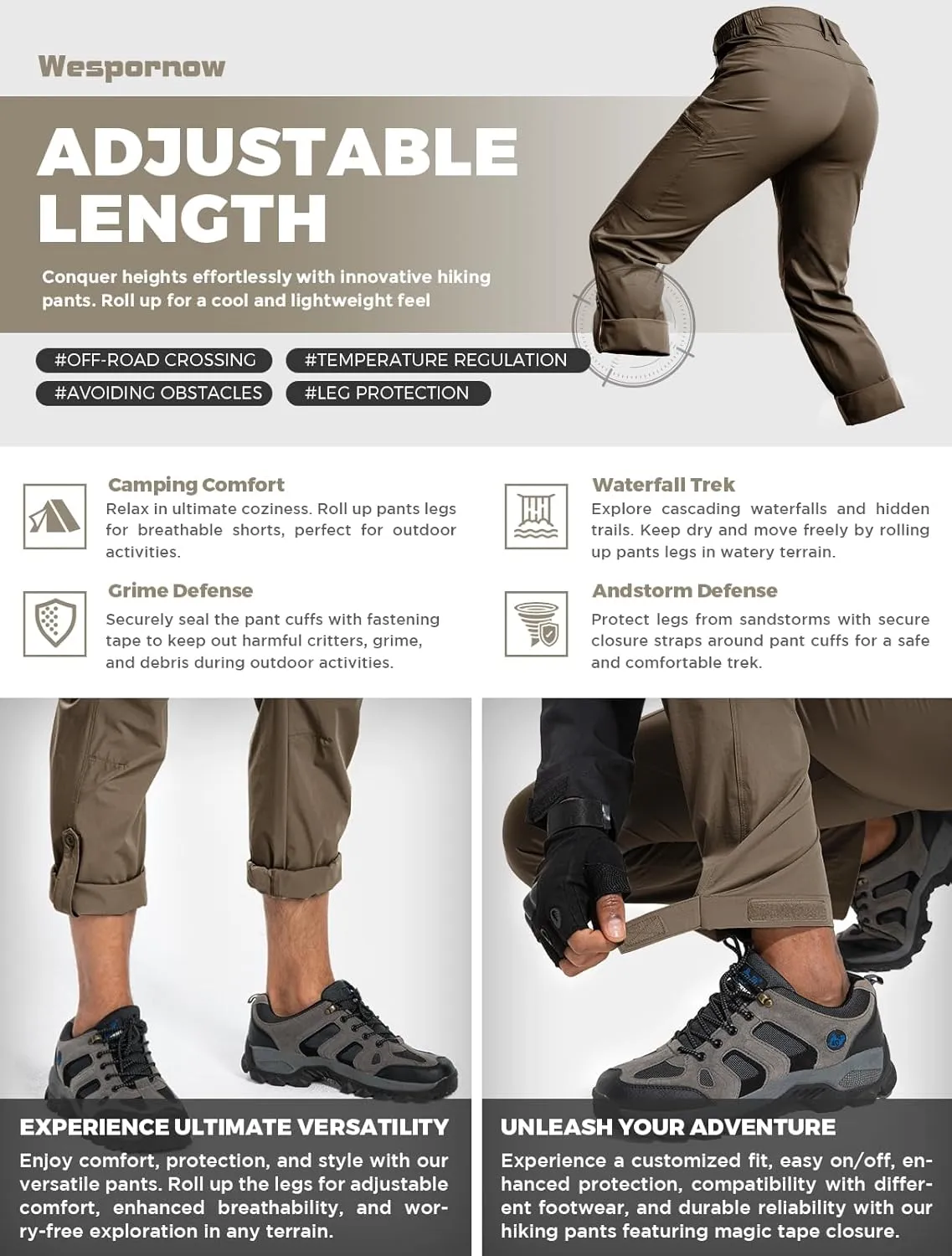 Wespornow Men's-Hiking-Pants Lightweight Water Resistant Quick Dry Outdoor Pants for Fishing Travel Camping