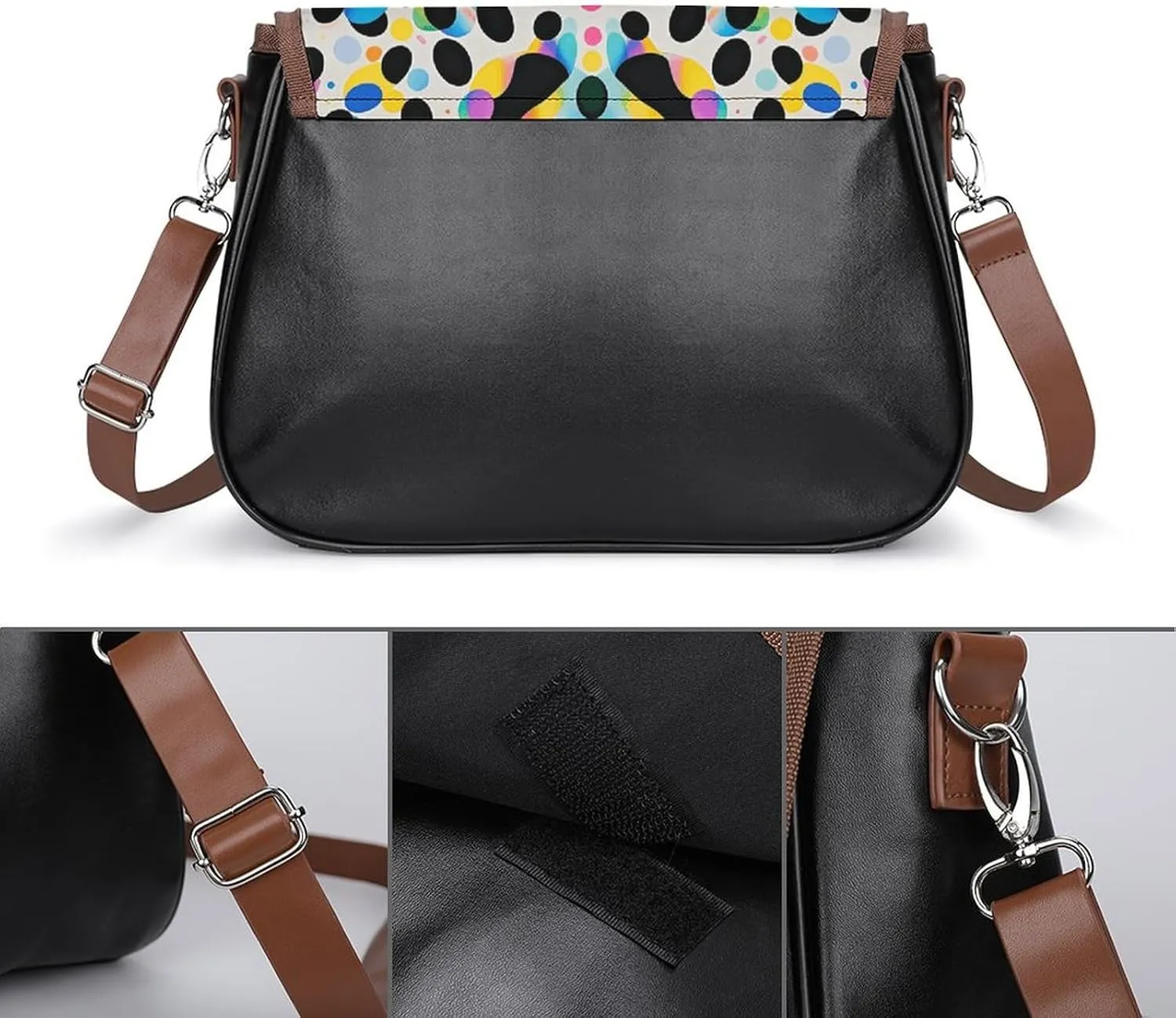White Blooms Blue Butterflies Crossbody Bags for Women Travel Shoulder Bag Small Leather Cross Body Handbags