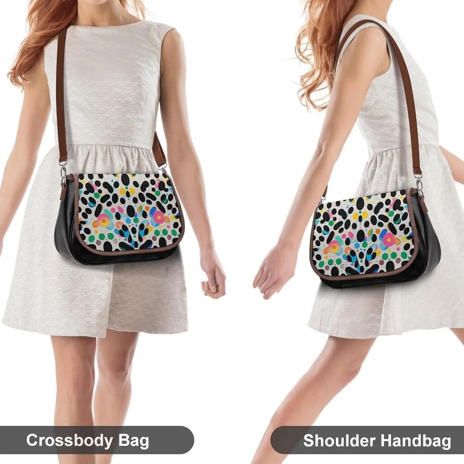 White Blooms Blue Butterflies Crossbody Bags for Women Travel Shoulder Bag Small Leather Cross Body Handbags
