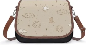 White Flowers Crossbody Bags for Women Travel Shoulder Bag Small Leather Cross Body Handbags