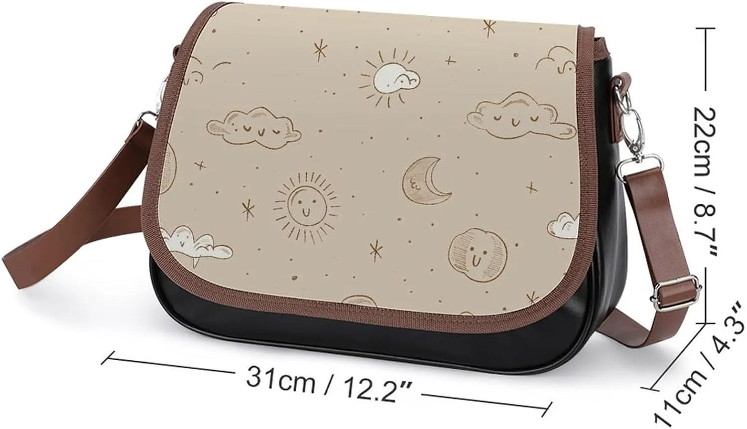 White Flowers Crossbody Bags for Women Travel Shoulder Bag Small Leather Cross Body Handbags