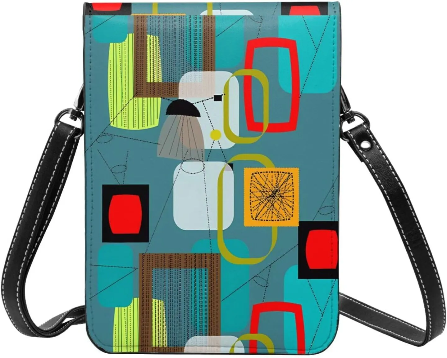 White lines compose mountains Leather Crossbody Phone Purse for Women Cute Wallet Bags Lightweight Mini Sling Bag