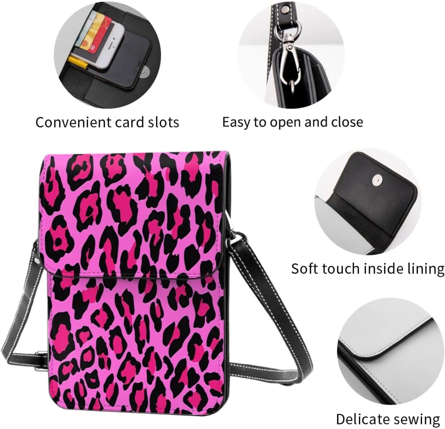 White lines compose mountains Leather Crossbody Phone Purse for Women Cute Wallet Bags Lightweight Mini Sling Bag