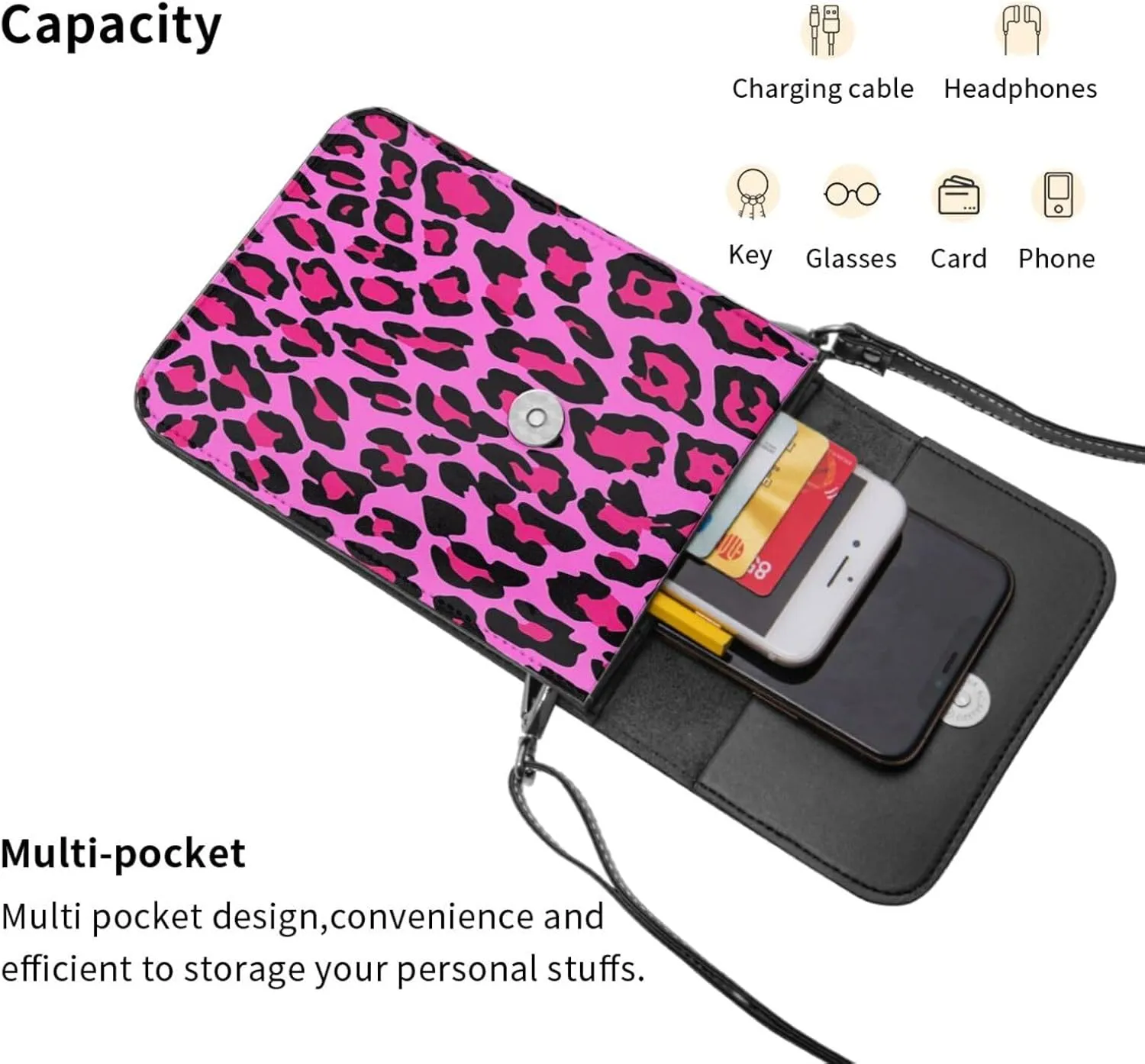 White lines compose mountains Leather Crossbody Phone Purse for Women Cute Wallet Bags Lightweight Mini Sling Bag