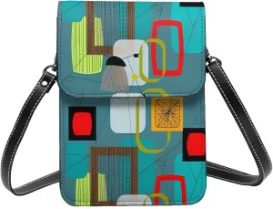 White lines compose mountains Leather Crossbody Phone Purse for Women Cute Wallet Bags Lightweight Mini Sling Bag