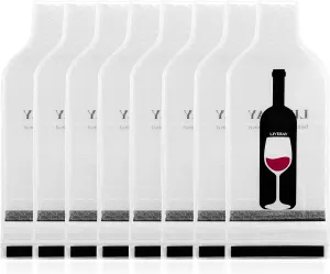 Wine Bags for Travel, 8 Pack Reusable Leak-Resistant Wine Suitcase with Double Zipper Seal, Strong Velcro Closure, Bubble Cushioning, Durable PVC Outer Layer for Airplane, Ship, Car, Suitcase