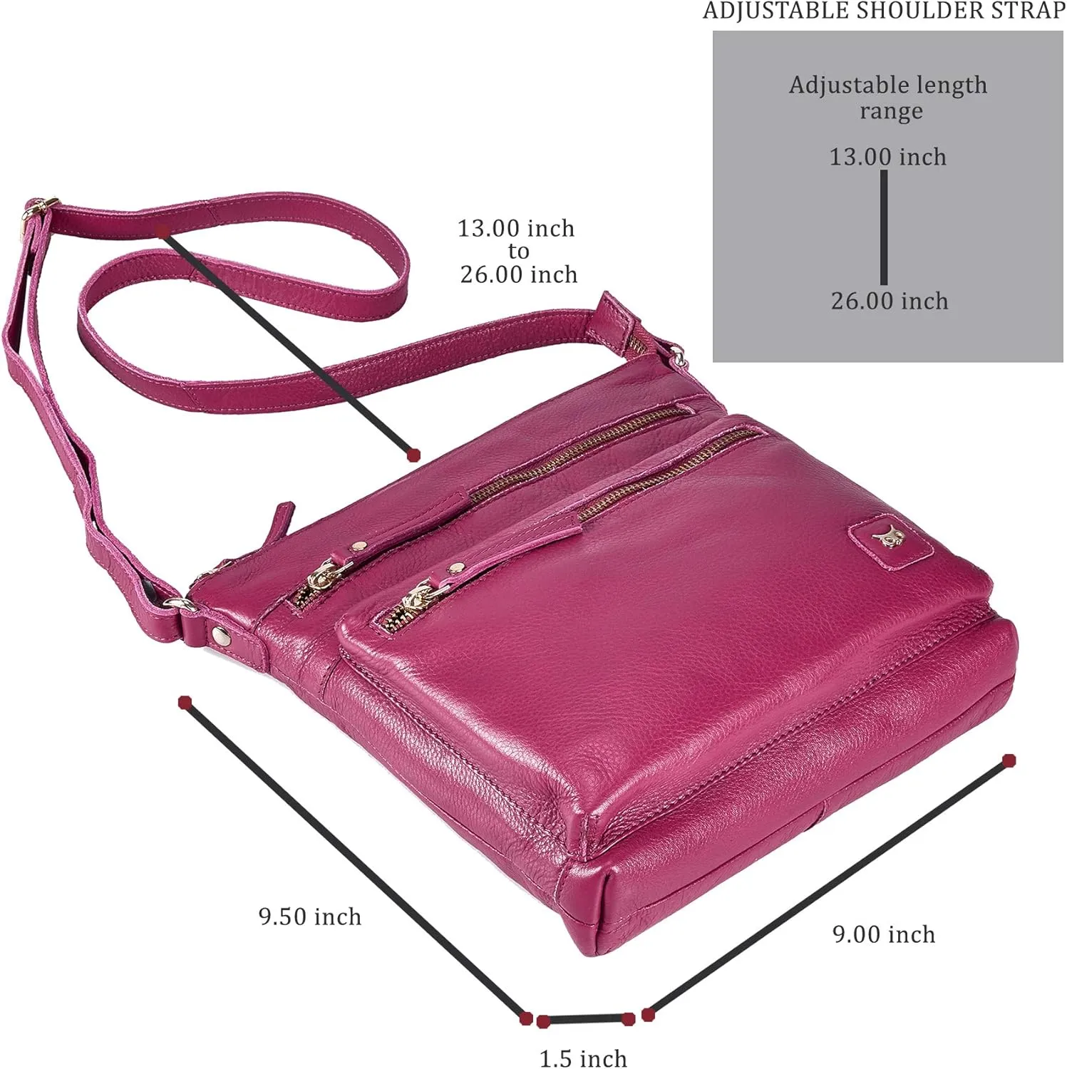 Wise Owl Accessories Small Crossbody Bags for Women Real Leather Purse Handbags Crossover Over the Shoulder Pocketbook
