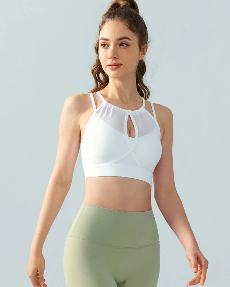 Women Fitntess Women Mesh Patchwork Sling Sports Bra S-XL