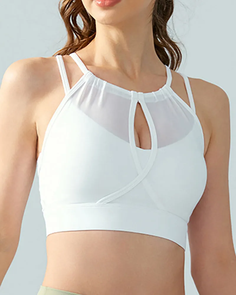 Women Fitntess Women Mesh Patchwork Sling Sports Bra S-XL