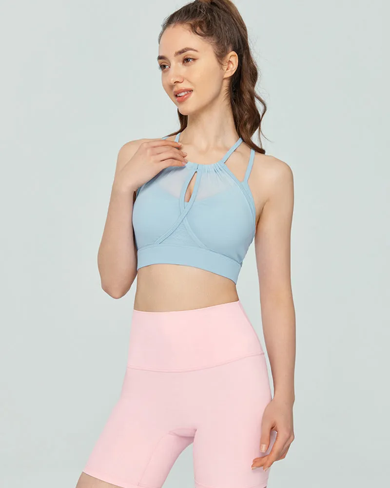 Women Fitntess Women Mesh Patchwork Sling Sports Bra S-XL