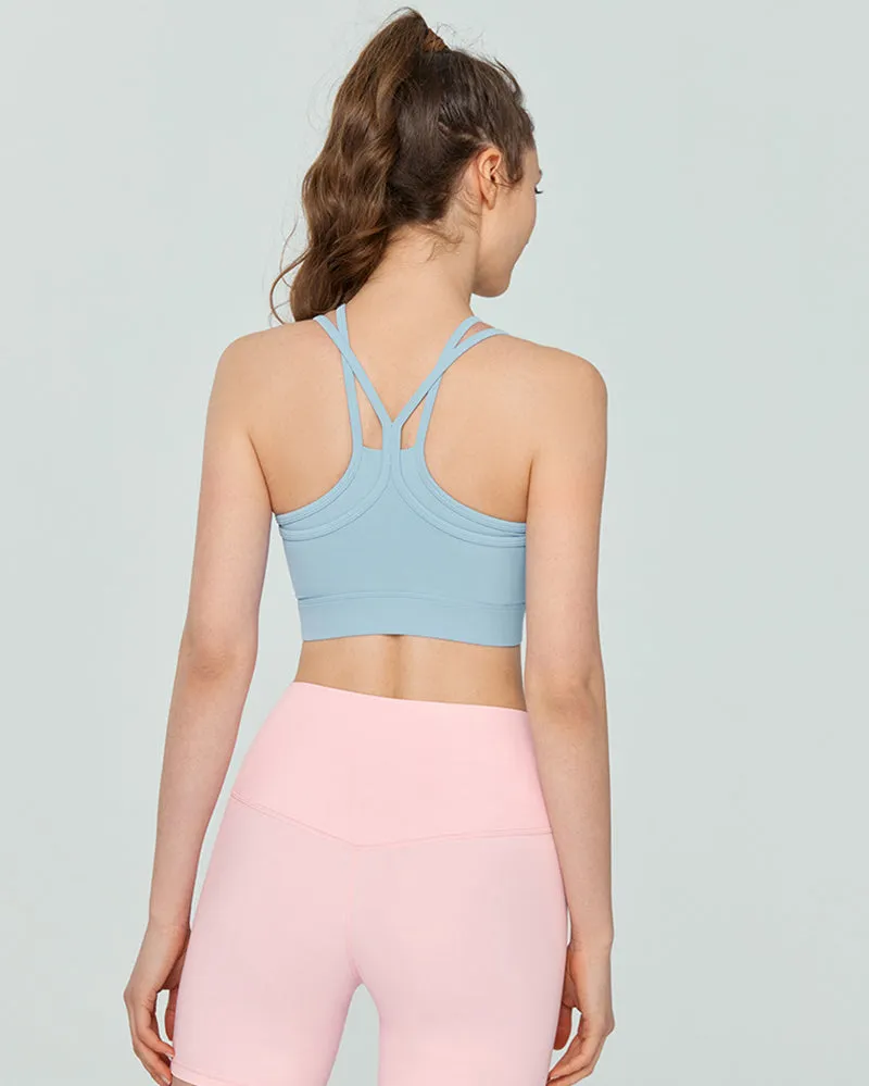 Women Fitntess Women Mesh Patchwork Sling Sports Bra S-XL