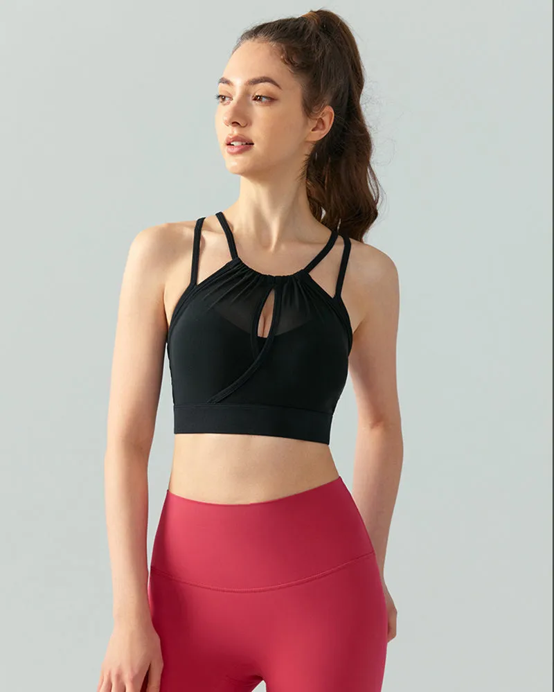 Women Fitntess Women Mesh Patchwork Sling Sports Bra S-XL
