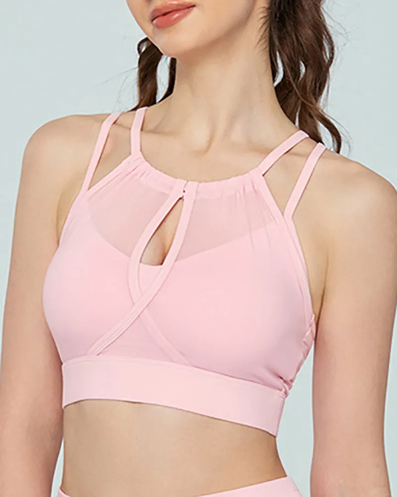 Women Fitntess Women Mesh Patchwork Sling Sports Bra S-XL