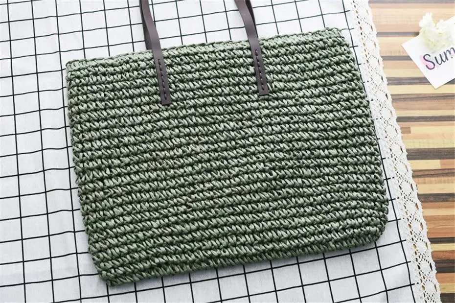 Women Handbag  Handmade Knitted Straw