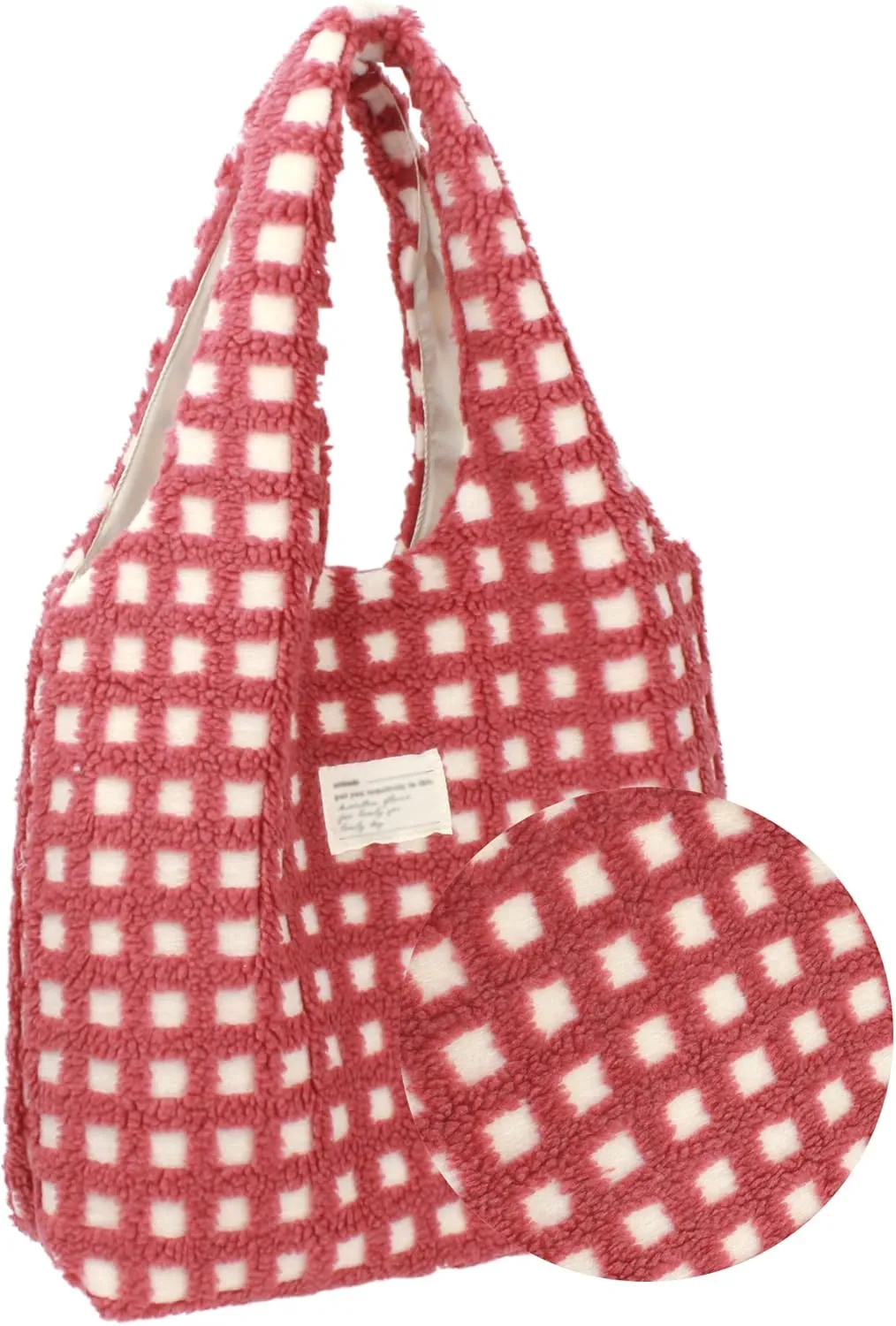 Women Ladies Cute Bear Plush Shoulder Bag Large Tote Handbag Purse Faux Fur Shopping Dating Bag