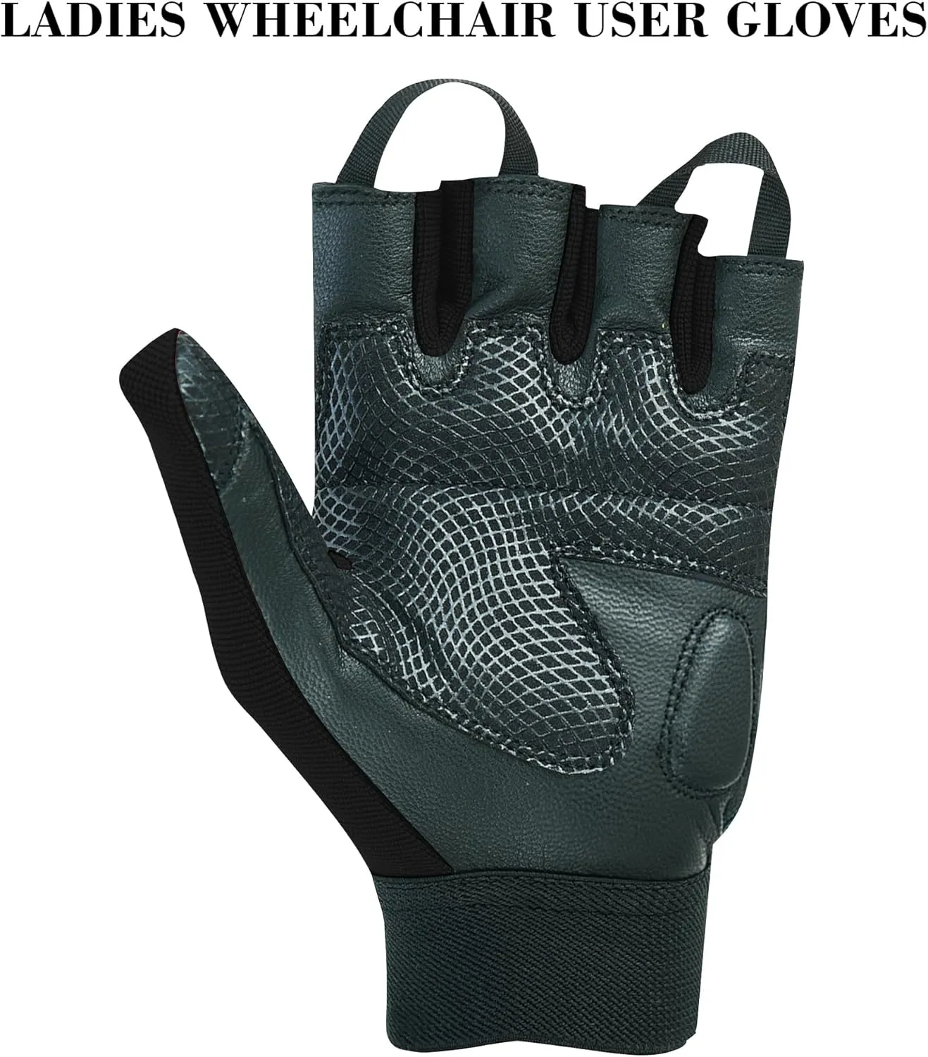 Women Ladies Wheelchair User Gloves Mobility Disability Fingerless Long Thumb Leather Palm Wheelchair Gloves