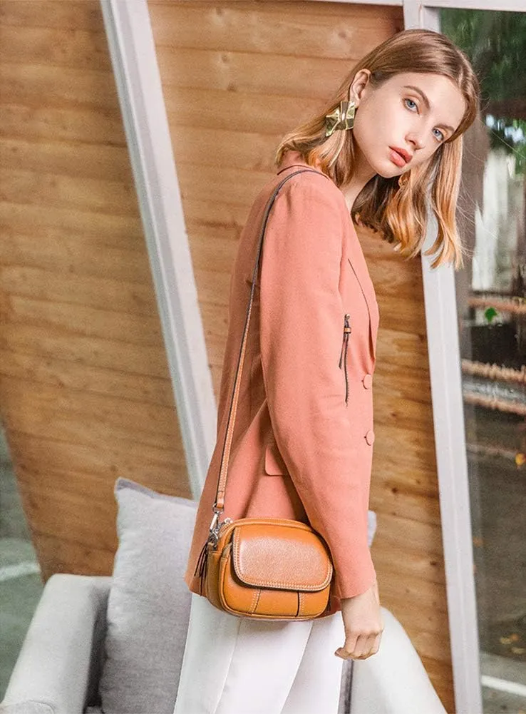 Women Retro Leather Satchel Bag Double Zipper Top Handle Mini Handbags Strap Shoulder Purse