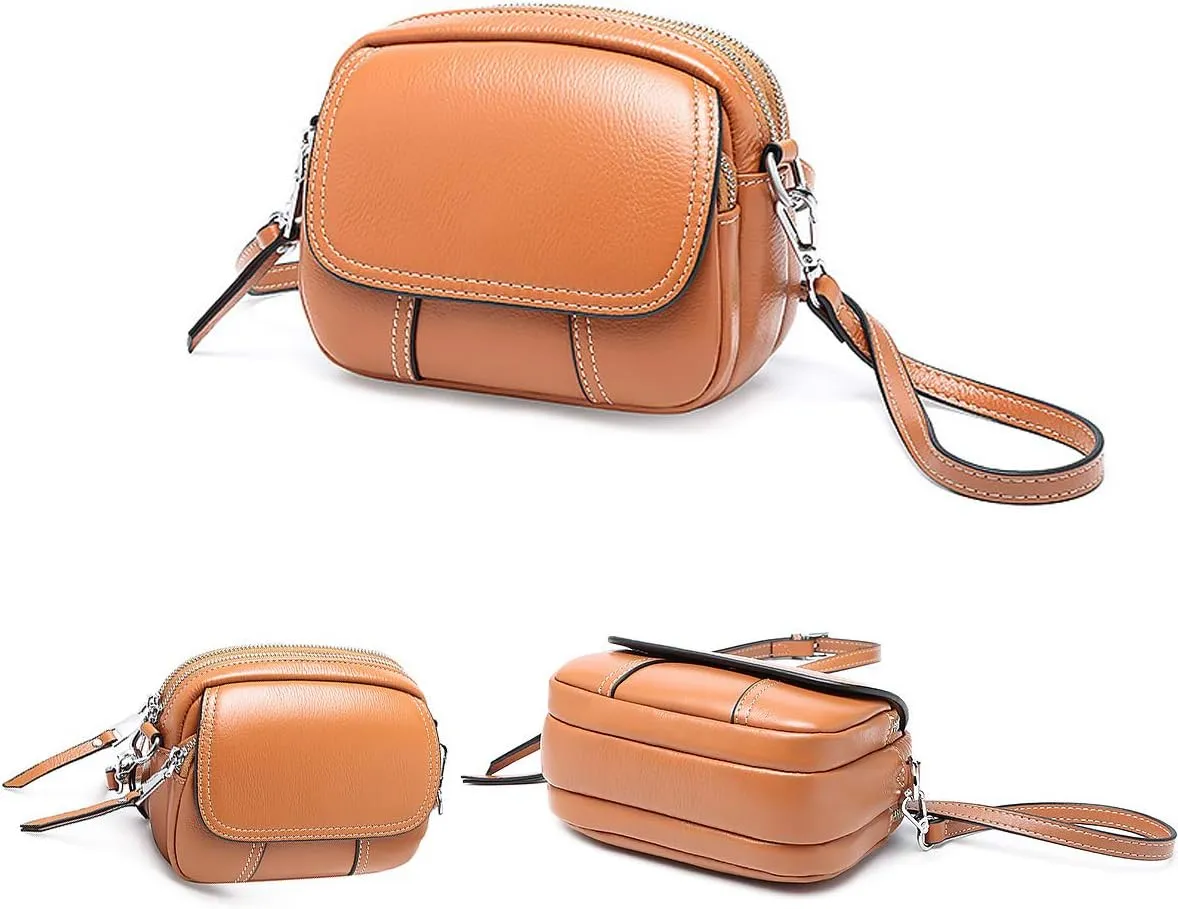 Women Retro Leather Satchel Bag Double Zipper Top Handle Mini Handbags Strap Shoulder Purse