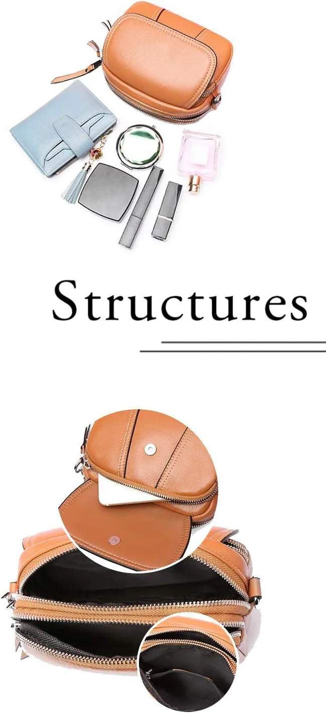 Women Retro Leather Satchel Bag Double Zipper Top Handle Mini Handbags Strap Shoulder Purse