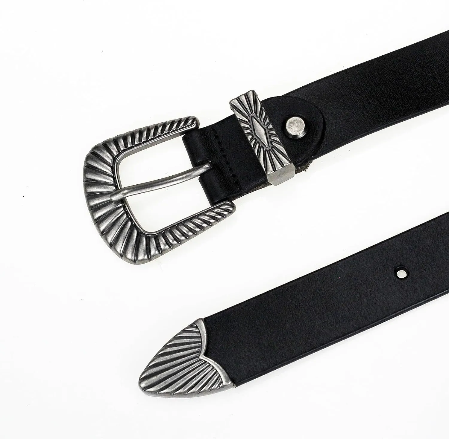 Women’s 1.10″Fashion Black Retro Vintage Leather Belts for Jeans Pants Dresses Ladies Waist Belt with Designer Buckle