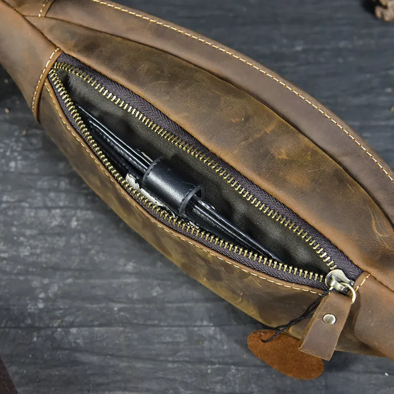 Women's & Men's & Crazy Horse Leather Multifunctional Mobile Men's Waist Packs