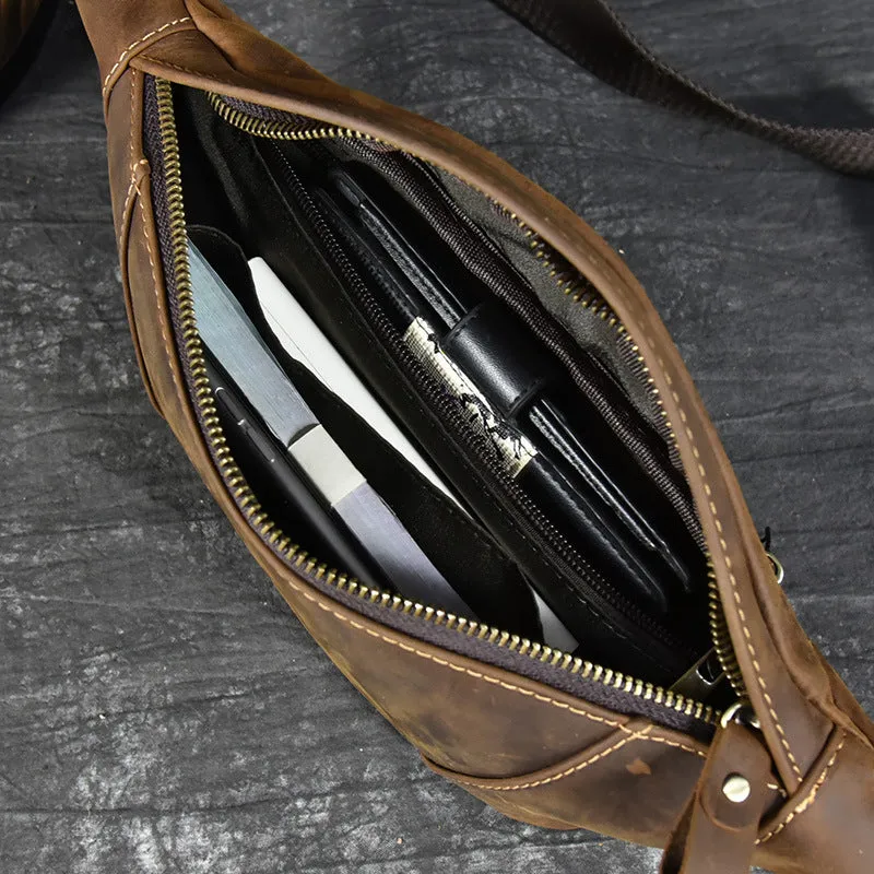 Women's & Men's & Crazy Horse Leather Multifunctional Mobile Men's Waist Packs