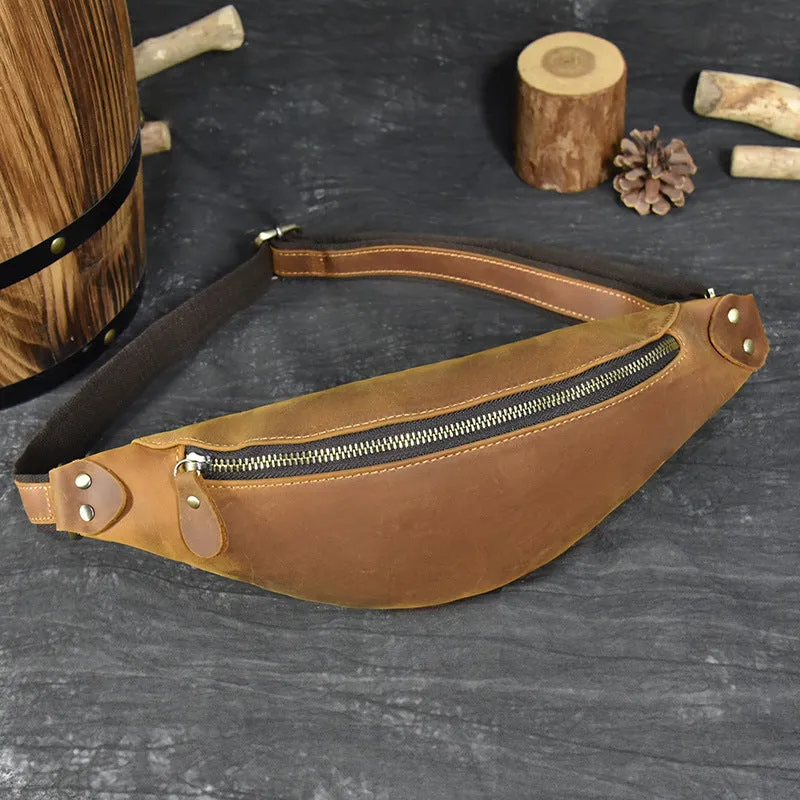 Women's & Men's & Crazy Horse Leather Multifunctional Mobile Men's Waist Packs