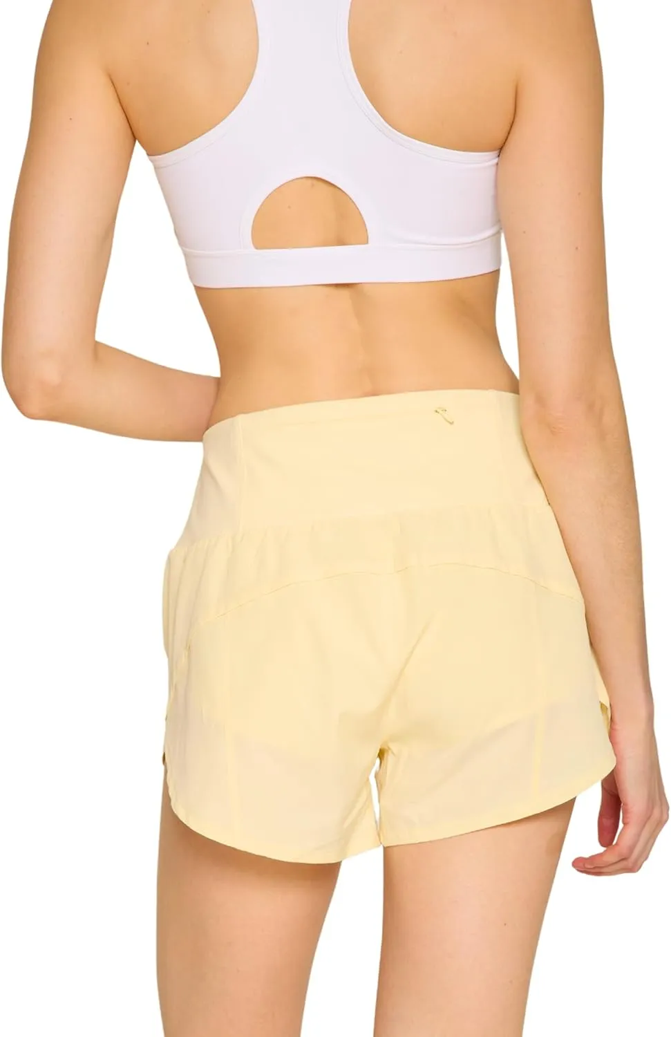 Women's Back Yoke Zipper Pocket Athletic Yoga Workout 3.5 inch Shorts