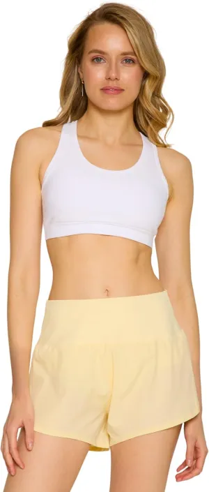 Women's Back Yoke Zipper Pocket Athletic Yoga Workout 3.5 inch Shorts