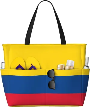 Women's Beach Travel Bags Large Waterproof Tote Bag with Pockets Sandproof Handbag for Beach Gym Vacation