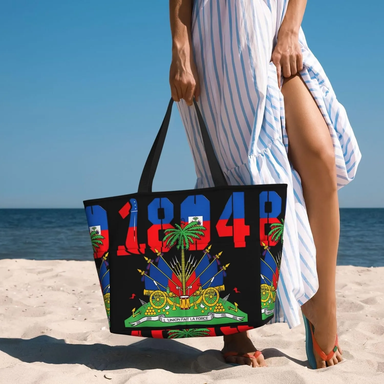 Women's Beach Travel Bags Large Waterproof Tote Bag with Pockets Sandproof Handbag for Beach Gym Vacation