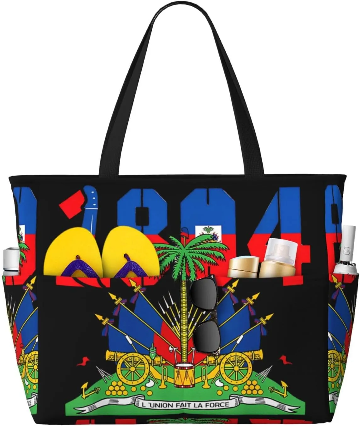 Women's Beach Travel Bags Large Waterproof Tote Bag with Pockets Sandproof Handbag for Beach Gym Vacation