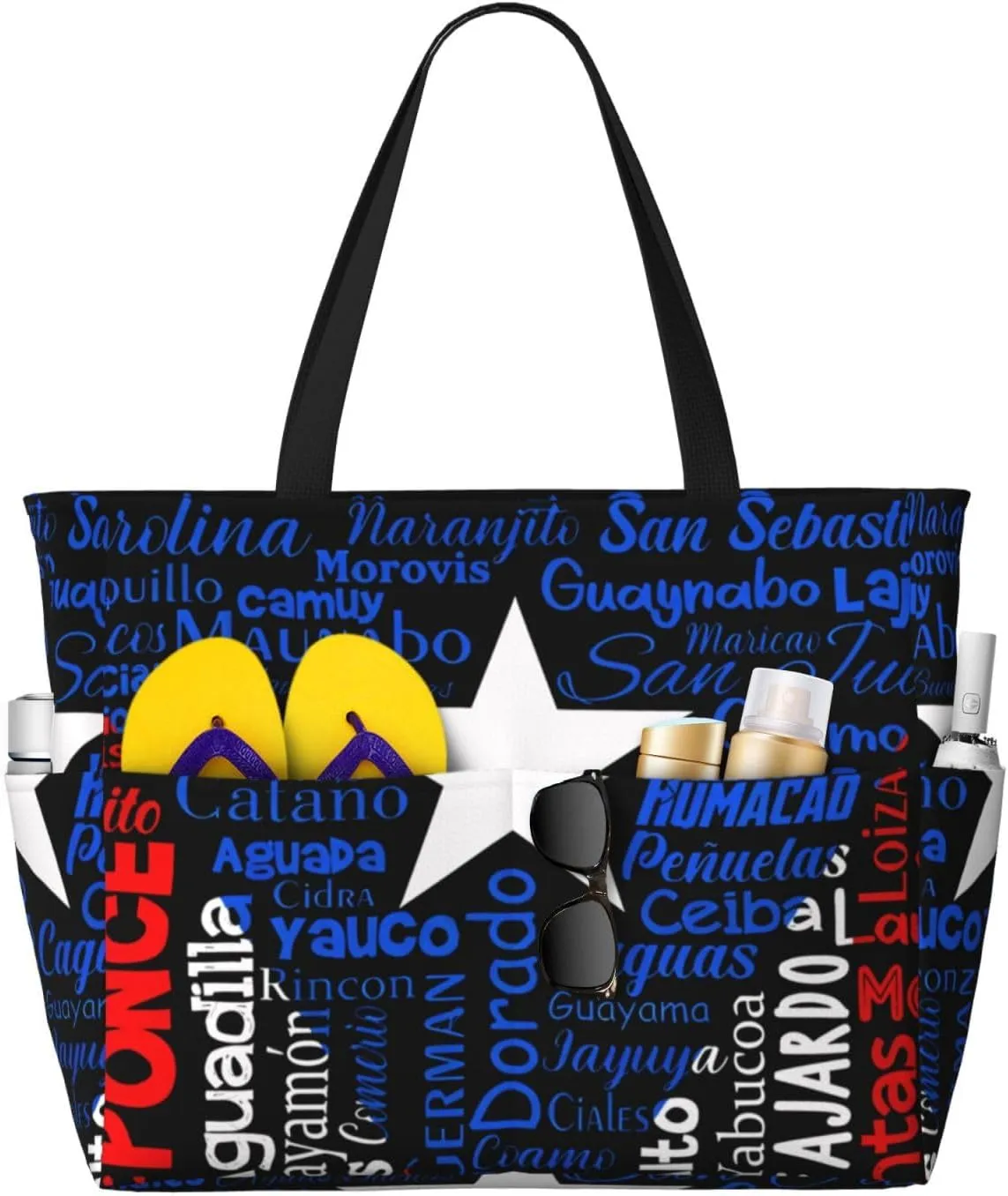 Women's Beach Travel Bags Large Waterproof Tote Bag with Pockets Sandproof Handbag for Beach Gym Vacation