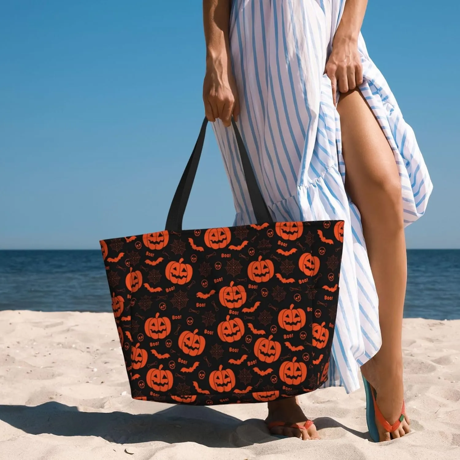 Women's Beach Travel Bags Large Waterproof Tote Bag with Pockets Sandproof Handbag for Beach Gym Vacation