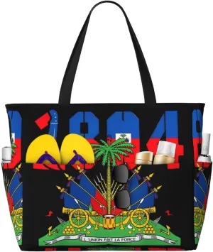 Women's Beach Travel Bags Large Waterproof Tote Bag with Pockets Sandproof Handbag for Beach Gym Vacation