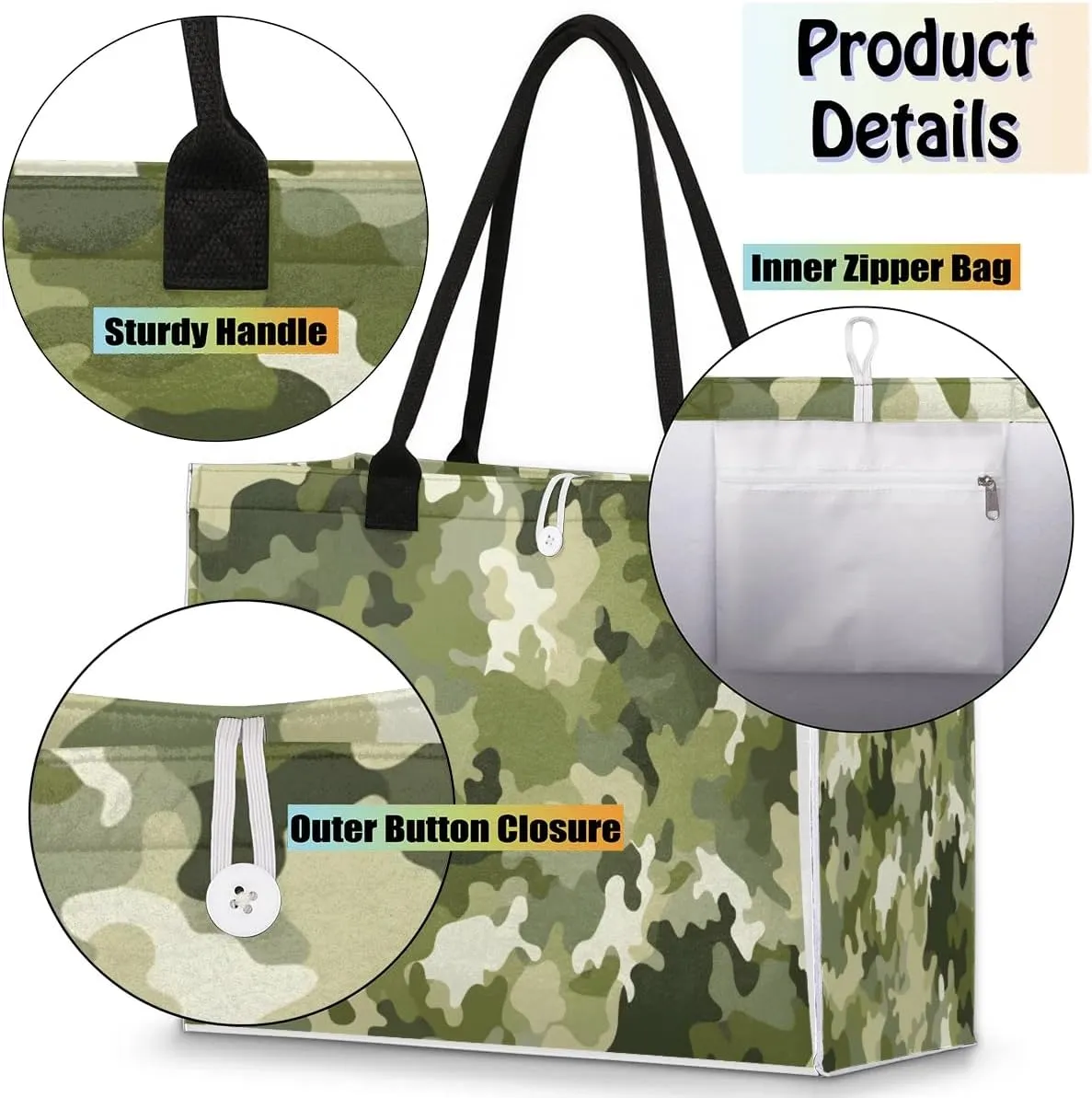 Womens Birthday Gifts Tote Bag Abstract Camouflage Leaf Beach Bags for Women Handbags