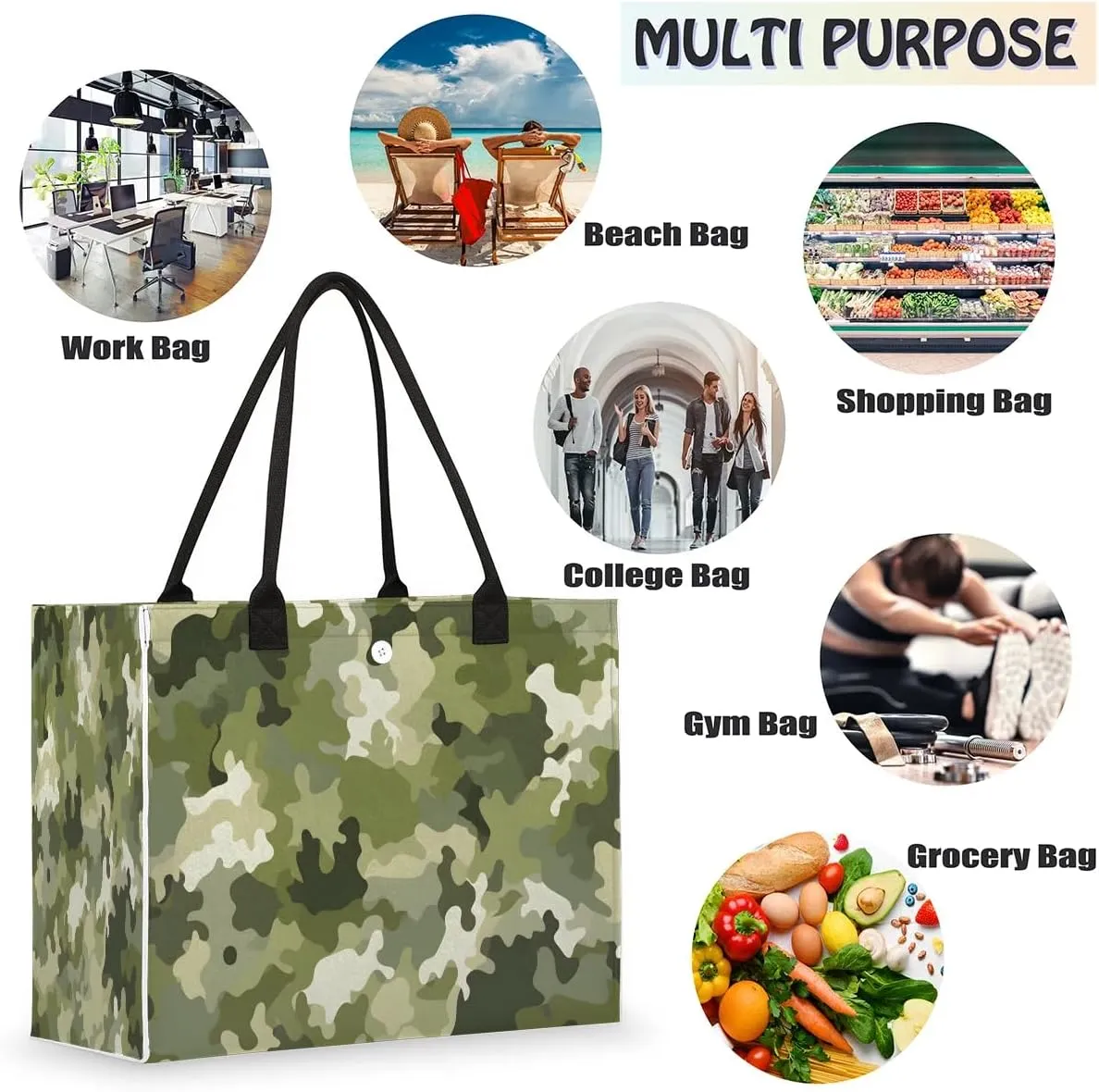 Womens Birthday Gifts Tote Bag Abstract Camouflage Leaf Beach Bags for Women Handbags