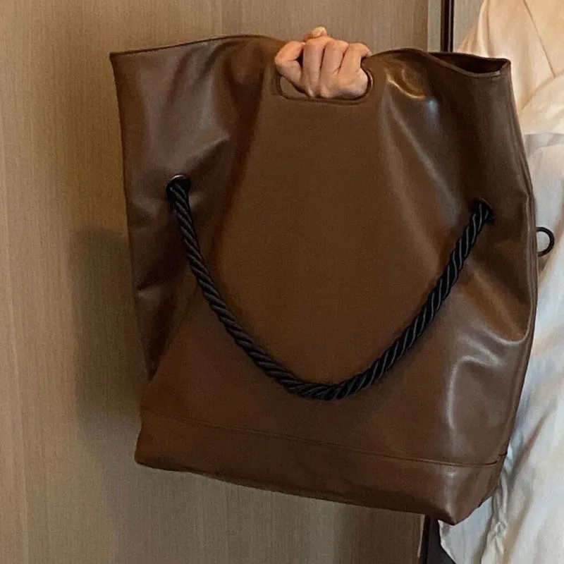 Women's Brown Soft Leather Large Capacity Totes Crossbody Bags