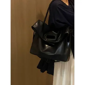 Women's Brown Soft Leather Large Capacity Totes Crossbody Bags