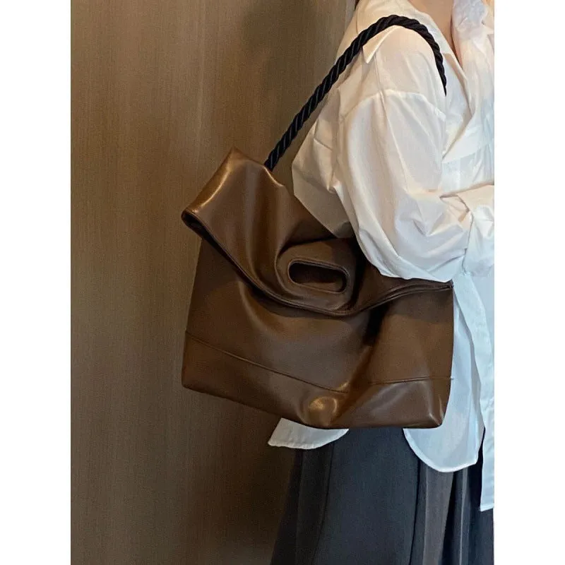 Women's Brown Soft Leather Large Capacity Totes Crossbody Bags