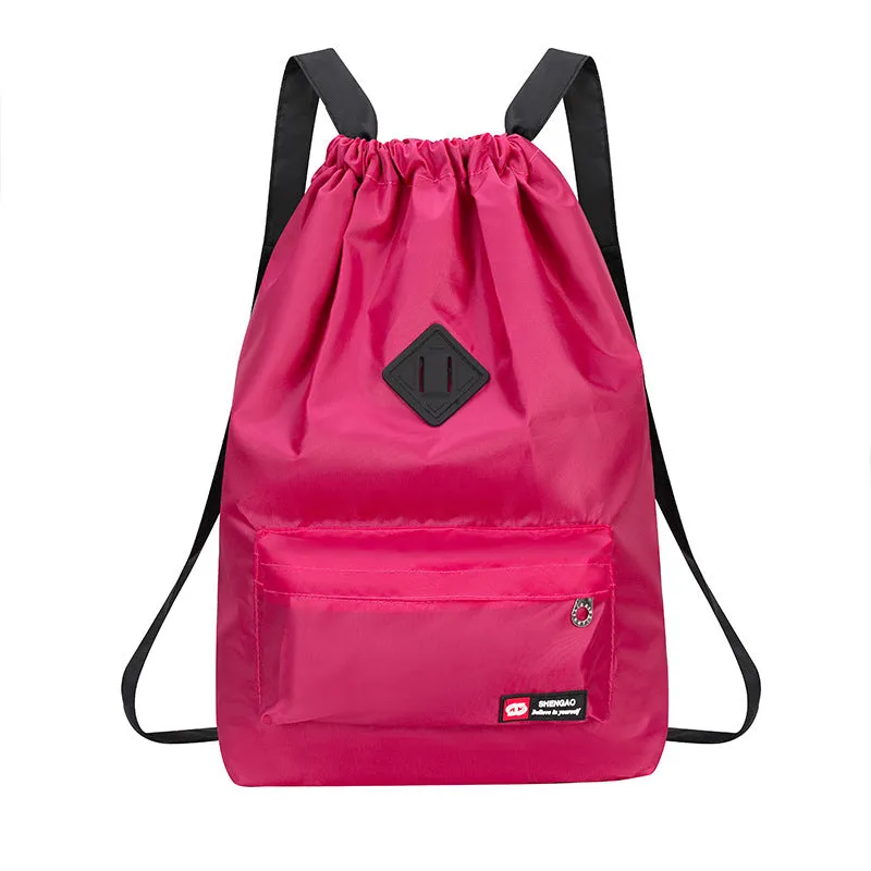 Women's Drawstring Pocket Lightweight Nylon Gymnastic Valise Travel Bags